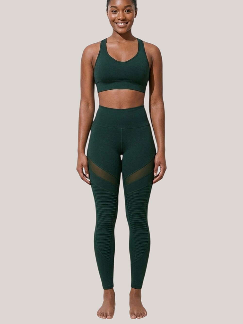 Aerie- Chill Play Move High Waisted Moto Ribbed Mesh Ankle Legging